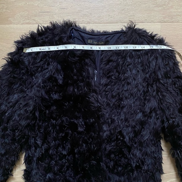 NWT ZARA FAUX FUR JACKET NAVY - Picture 4 of 7